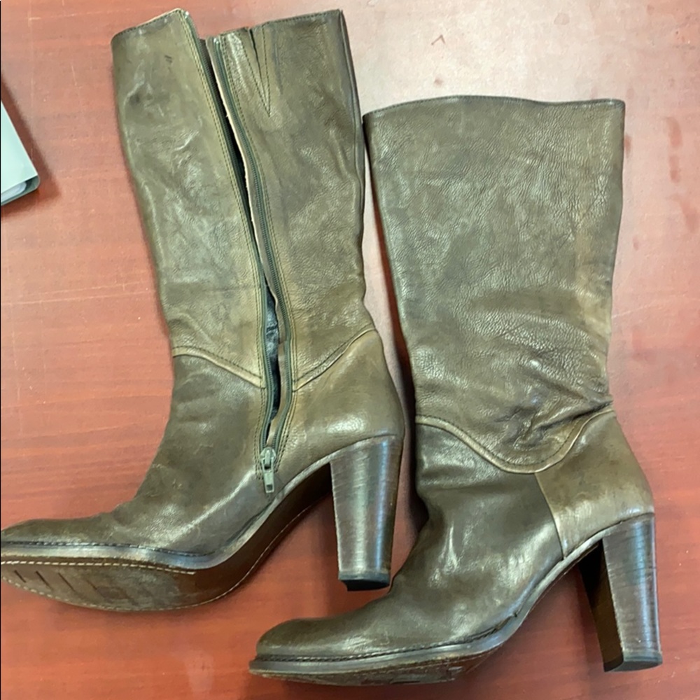 Leather calf high boots